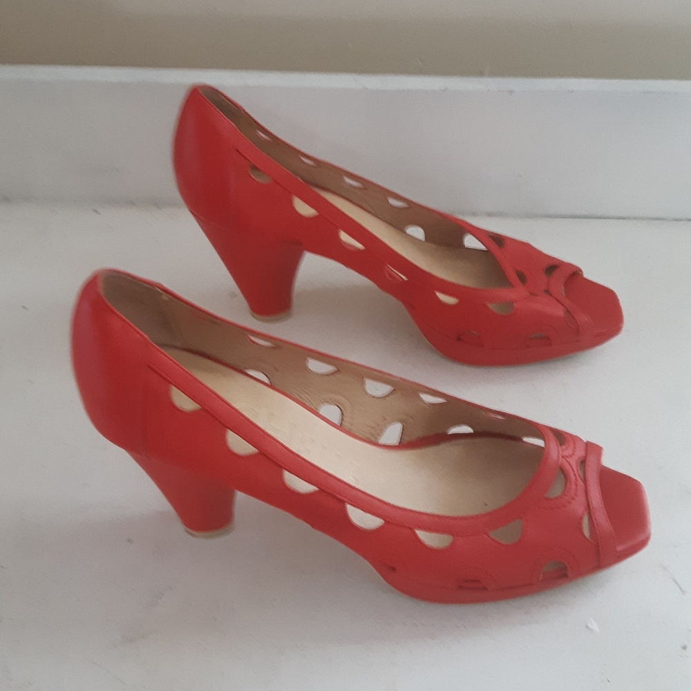 Red Peep-Toe Heels
